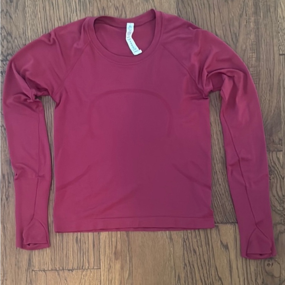 Lululemon Athletica Long Sleeve Top in Berry Red